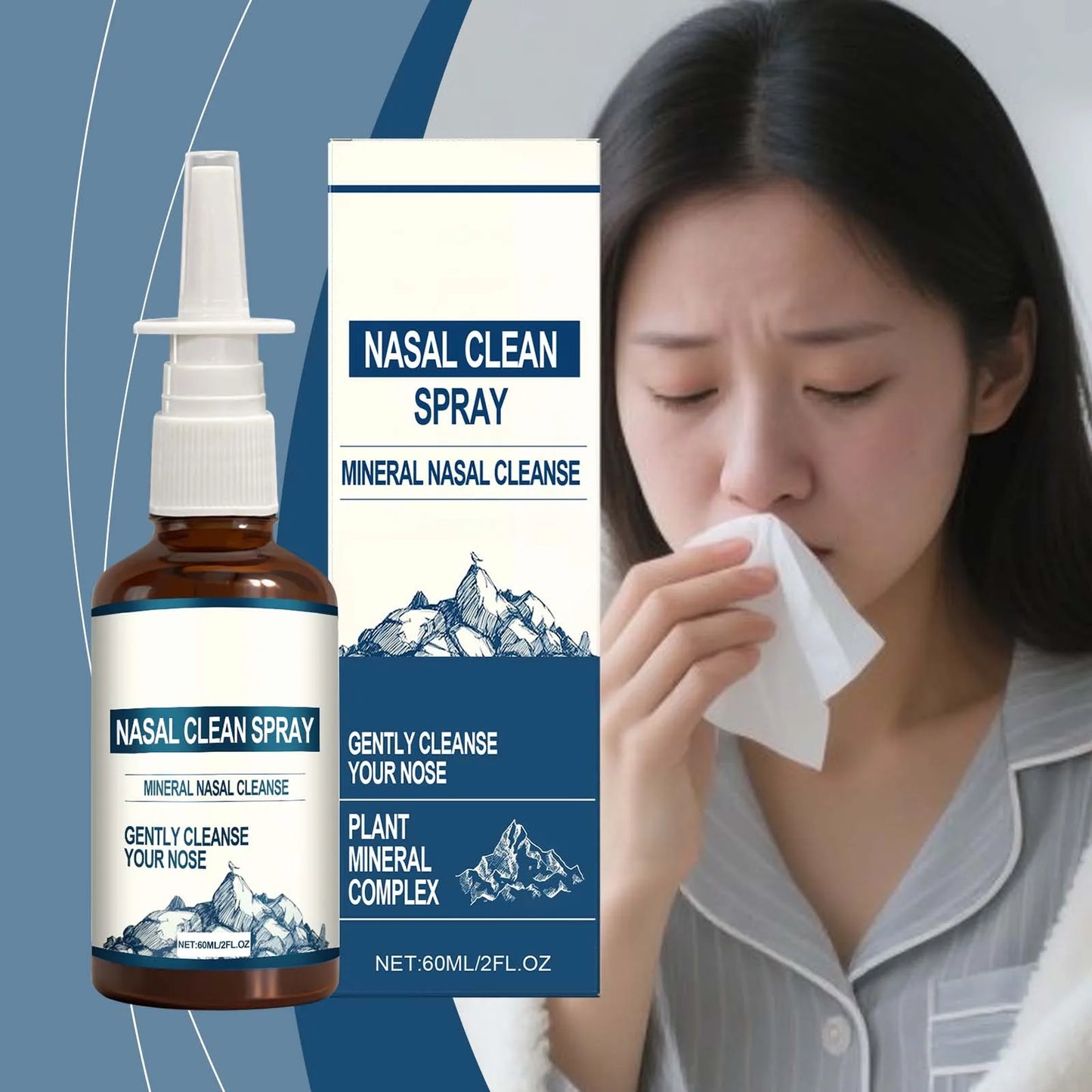 Gentle Nose Care Cleansing Spray Daily Nourishment & Cleansing，Non-Irritating Soothing Nasal Discomfort Fast-Acting Relief Spray
